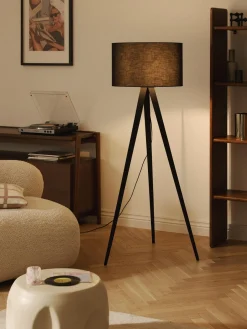 Westwing Collection Lámpara de pie con pantalla de madera maciza Jake