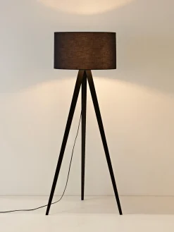 Westwing Collection Lámpara de pie con pantalla de madera maciza Jake