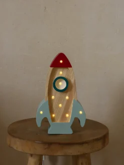 Niños Little Lights Lámpara infantil LED artesanal regulable Rocket Mini, con función de temporizador y control a mando
