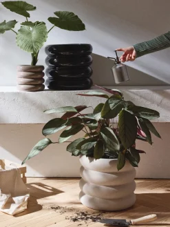 Westwing Collection Maceta de gres pequeña Rudi, 16 cm^ Maceteros|Jarrones