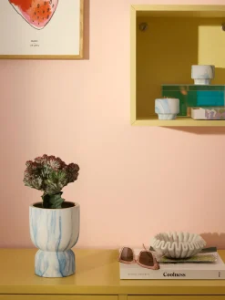 Westwing Collection Macetero en look mármol Kiko, 20 cm