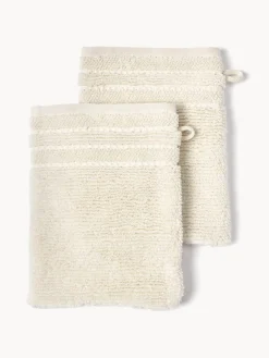 Westwing Collection Manoplas de baño con borde a rayas Luxe, 2 uds.