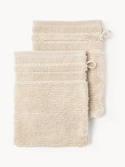 Westwing Collection Manoplas de baño con borde a rayas Luxe, 2 uds.