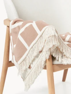 Westwing Collection Manta a cuadros con flecos Edison