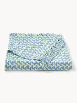 Westwing Collection Manta artesanal de algodón con estampado en zigzag y flecos Lioba