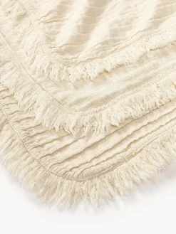 Westwing Collection Manta de algodón con pliegues y flecos Artemis^ Mantas