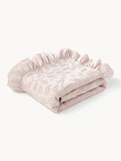 Westwing Collection Manta de algodón estampado con volantes Clara^ Mantas|Colchas