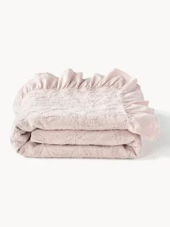 Westwing Collection Manta de algodón estampado con volantes Clara^ Mantas|Colchas