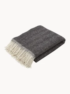 Manta de lana con diseño espiga y flecos Tyrol^ Mantas