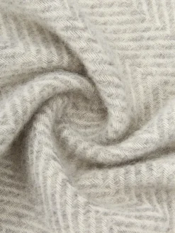 Manta de lana con estampado de espiga y flecos Tirol-Mona^ Mantas