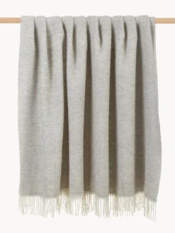 Manta de lana con estampado de espiga y flecos Tirol-Mona^ Mantas