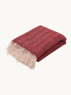 Manta de lana con estampado de espiga y flecos Tyrol^ Mantas