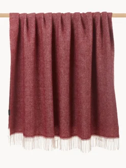 Manta de lana con estampado de espiga y flecos Tyrol^ Mantas