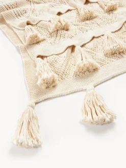 Westwing Collection Manta de punto con borlas Sarah