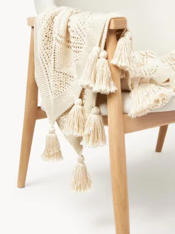 Westwing Collection Manta de punto con borlas Sarah