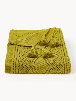 Westwing Collection Manta de punto con borlas Sarah