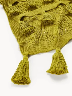 Westwing Collection Manta de punto con borlas Sarah