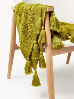 Westwing Collection Manta de punto con borlas Sarah