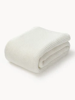 Westwing Collection Manta de punto de algodón ecológico Adalyn^ Mantas