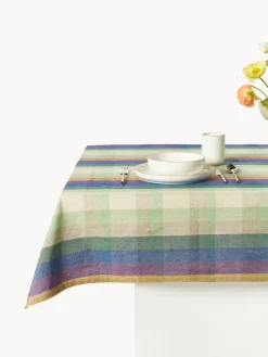 HKLIVING Mantel artesanal de lino Vida