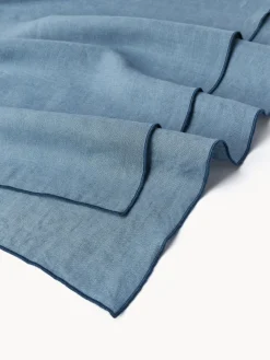 Westwing Collection Mantel de lino con ribete Kennedy