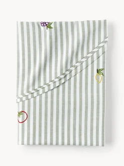 Westwing Collection Mantel redondo a rayas con motivos bordados Melony^ Manteles|Manteles