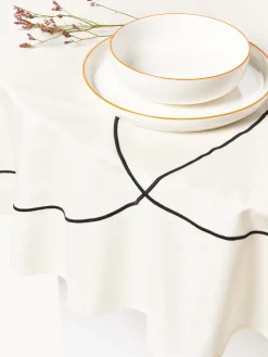 Westwing Collection Mantel redondo con bordado abstracto Sue^ Manteles|Manteles