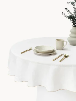 Westwing Collection Mantel redondo de lino con ribete Kennedy^ Manteles|Manteles