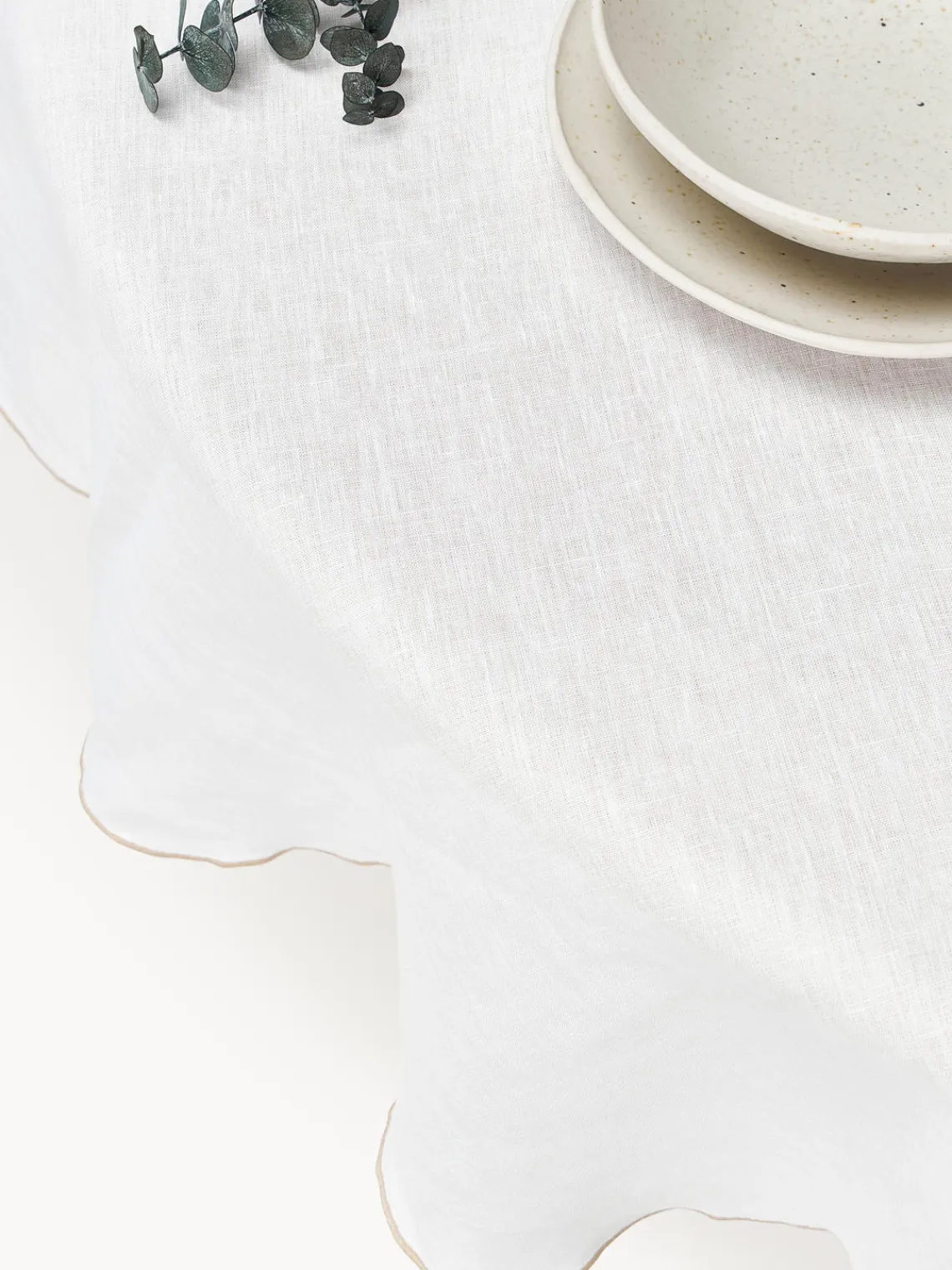 Westwing Collection Mantel redondo de lino con ribete Kennedy^ Manteles|Manteles