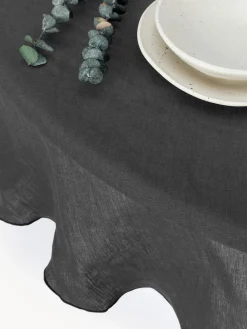 Westwing Collection Mantel redondo de lino con ribete Kennedy^ Manteles|Manteles