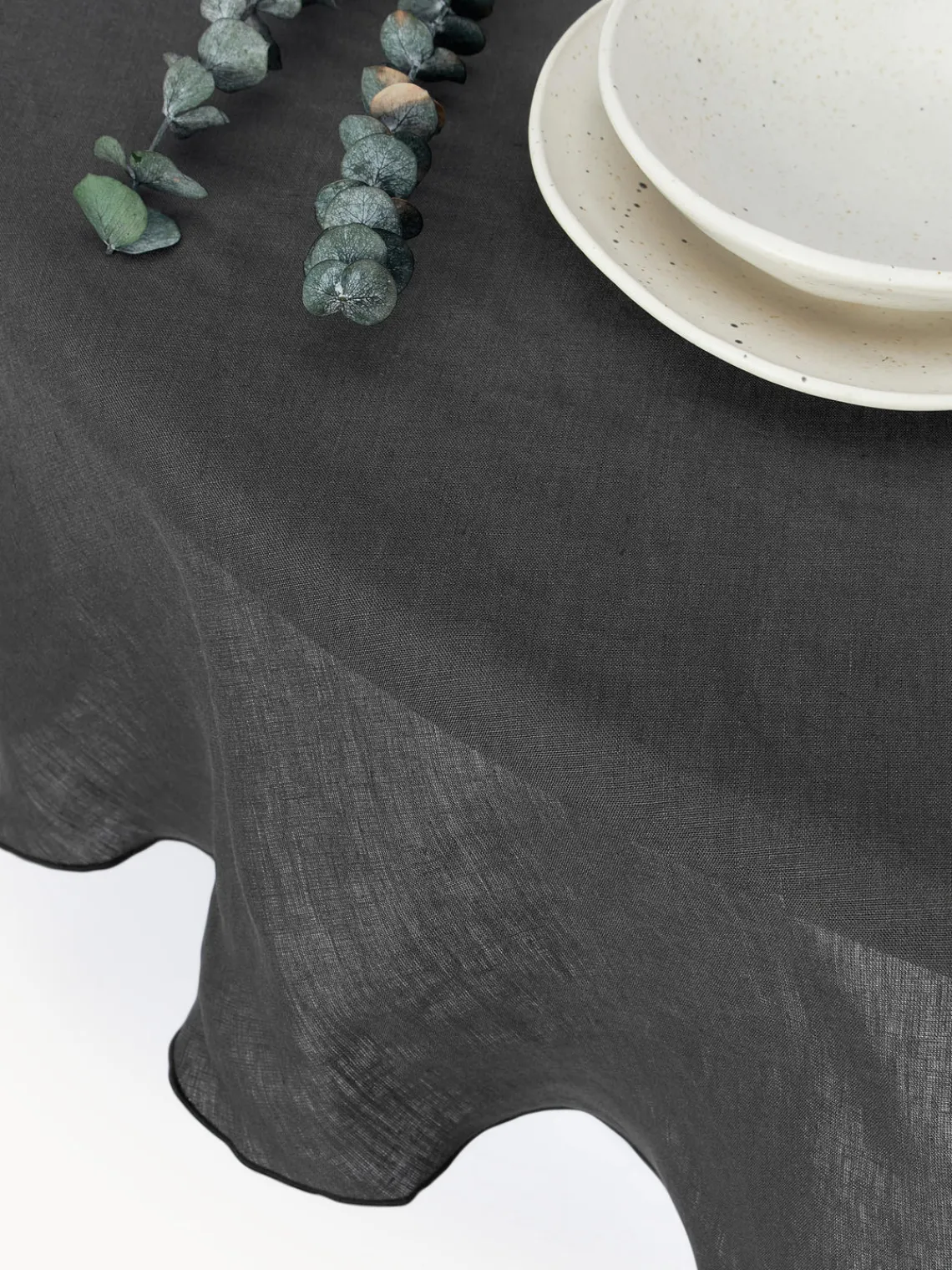 Westwing Collection Mantel redondo de lino con ribete Kennedy^ Manteles|Manteles