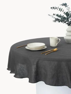 Westwing Collection Mantel redondo de lino con ribete Kennedy^ Manteles|Manteles