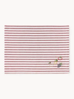 Westwing Collection Manteles individuales a rayas con bordados Melony, 2 uds.
