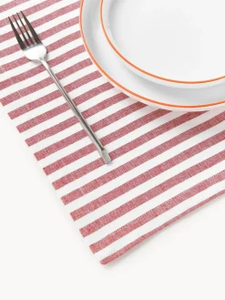 Westwing Collection Manteles individuales a rayas con bordados Melony, 2 uds.