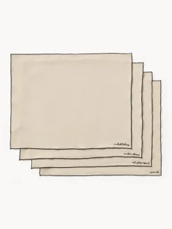Westwing Collection Manteles individuales de lino con bordado Cosmo, 4 uds.^ Manteles Individuales|Manteles Individuales