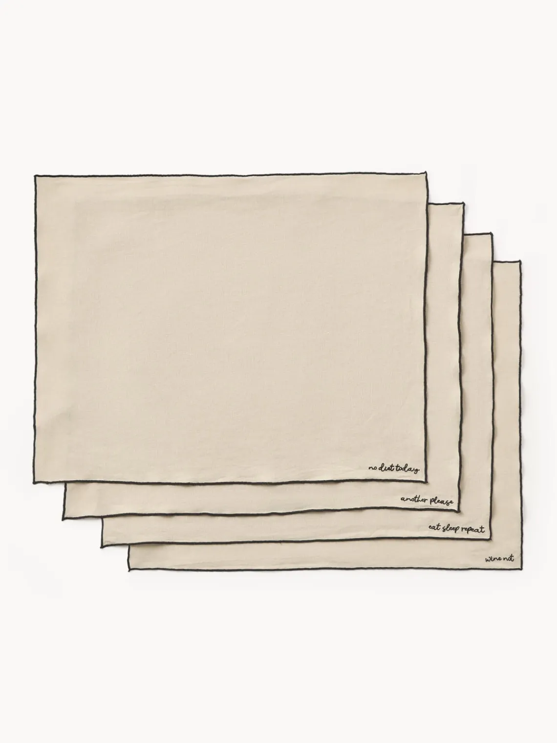 Westwing Collection Manteles individuales de lino con bordado Cosmo, 4 uds.^ Manteles Individuales|Manteles Individuales