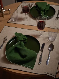 Westwing Collection Manteles individuales de lino con bordado Cosmo, 4 uds.^ Manteles Individuales|Manteles Individuales