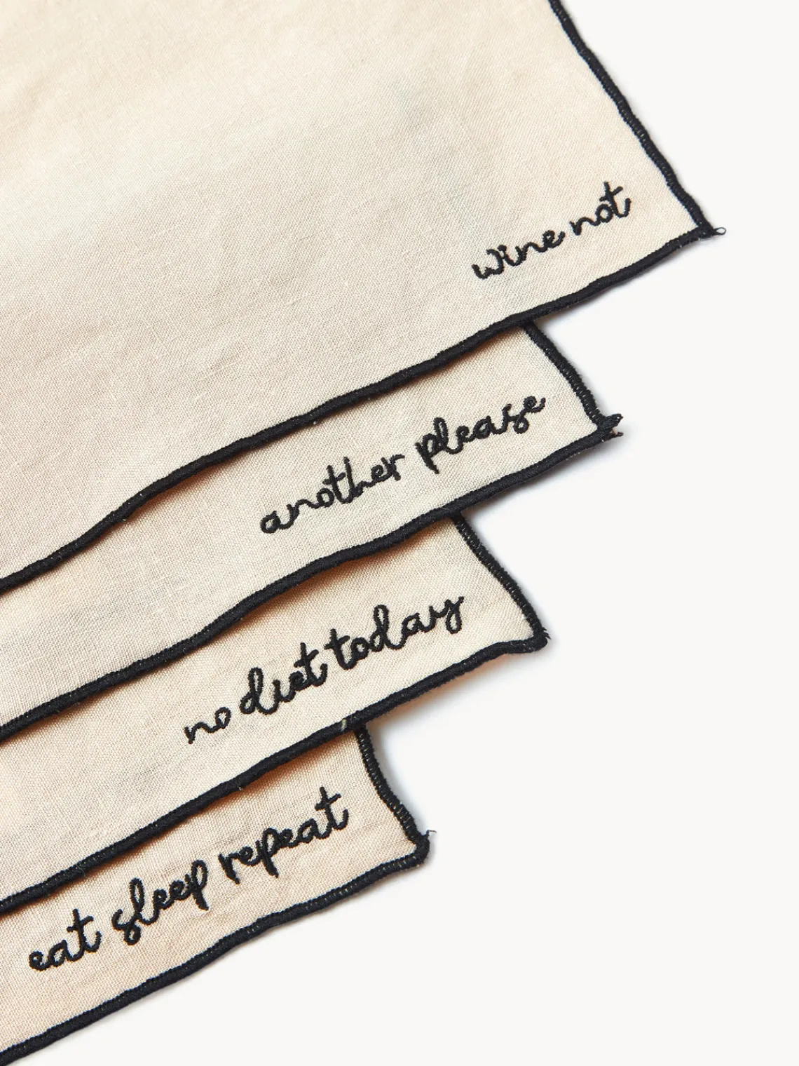 Westwing Collection Manteles individuales de lino con bordado Cosmo, 4 uds.^ Manteles Individuales|Manteles Individuales