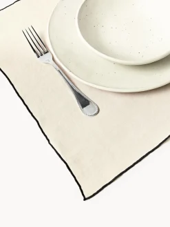 Westwing Collection Manteles individuales de lino con bordado Cosmo, 4 uds.^ Manteles Individuales|Manteles Individuales