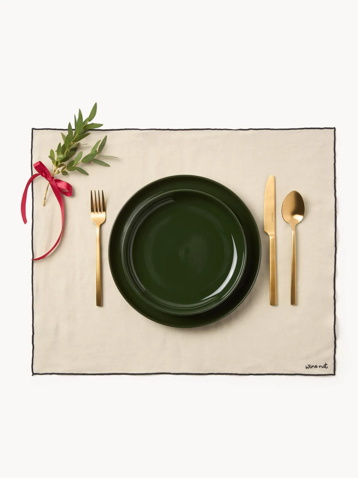 Westwing Collection Manteles individuales de lino con bordado Cosmo, 4 uds.^ Manteles Individuales|Manteles Individuales