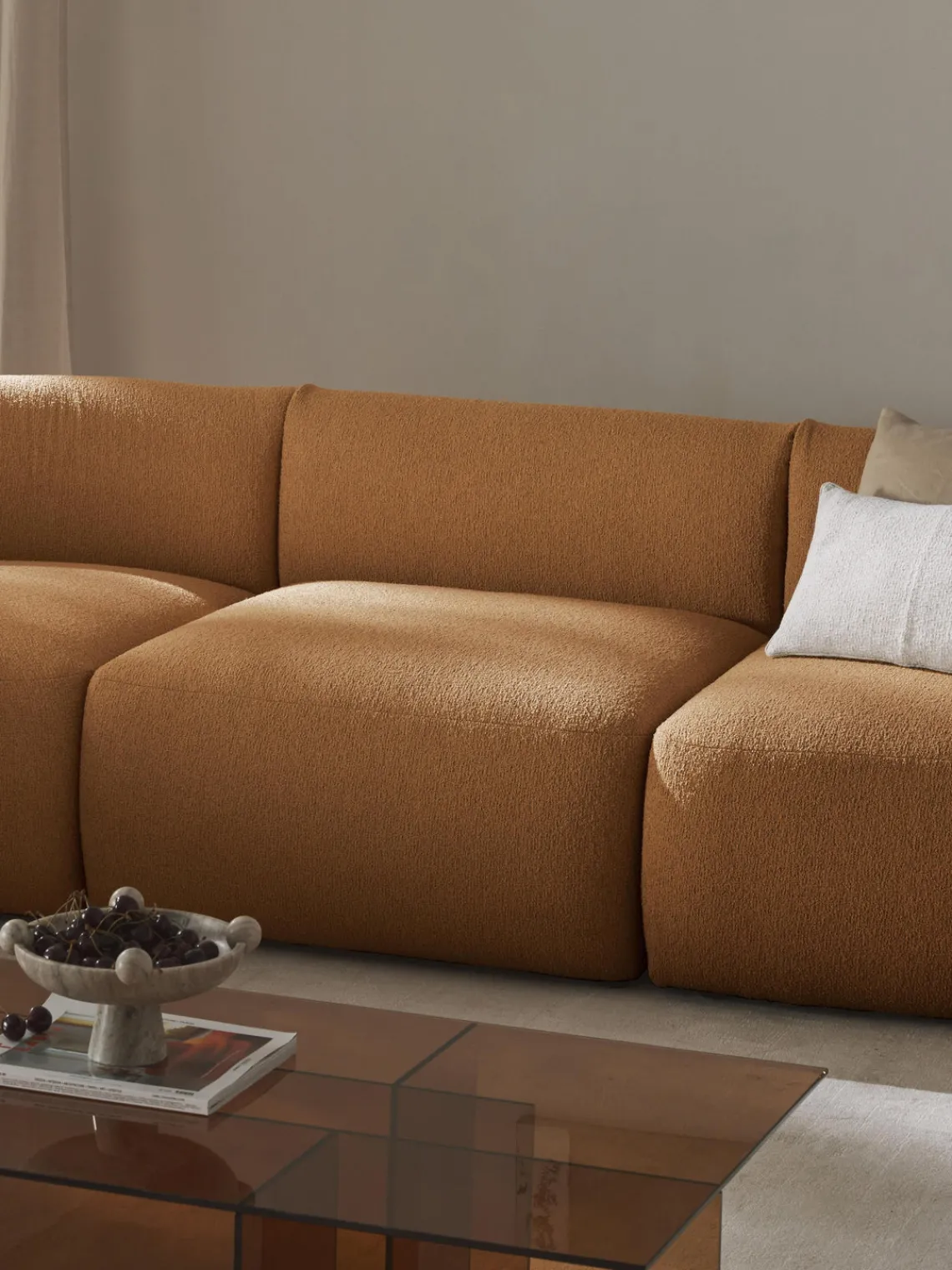 Westwing Collection Módulo central en tejido bouclé Sofia