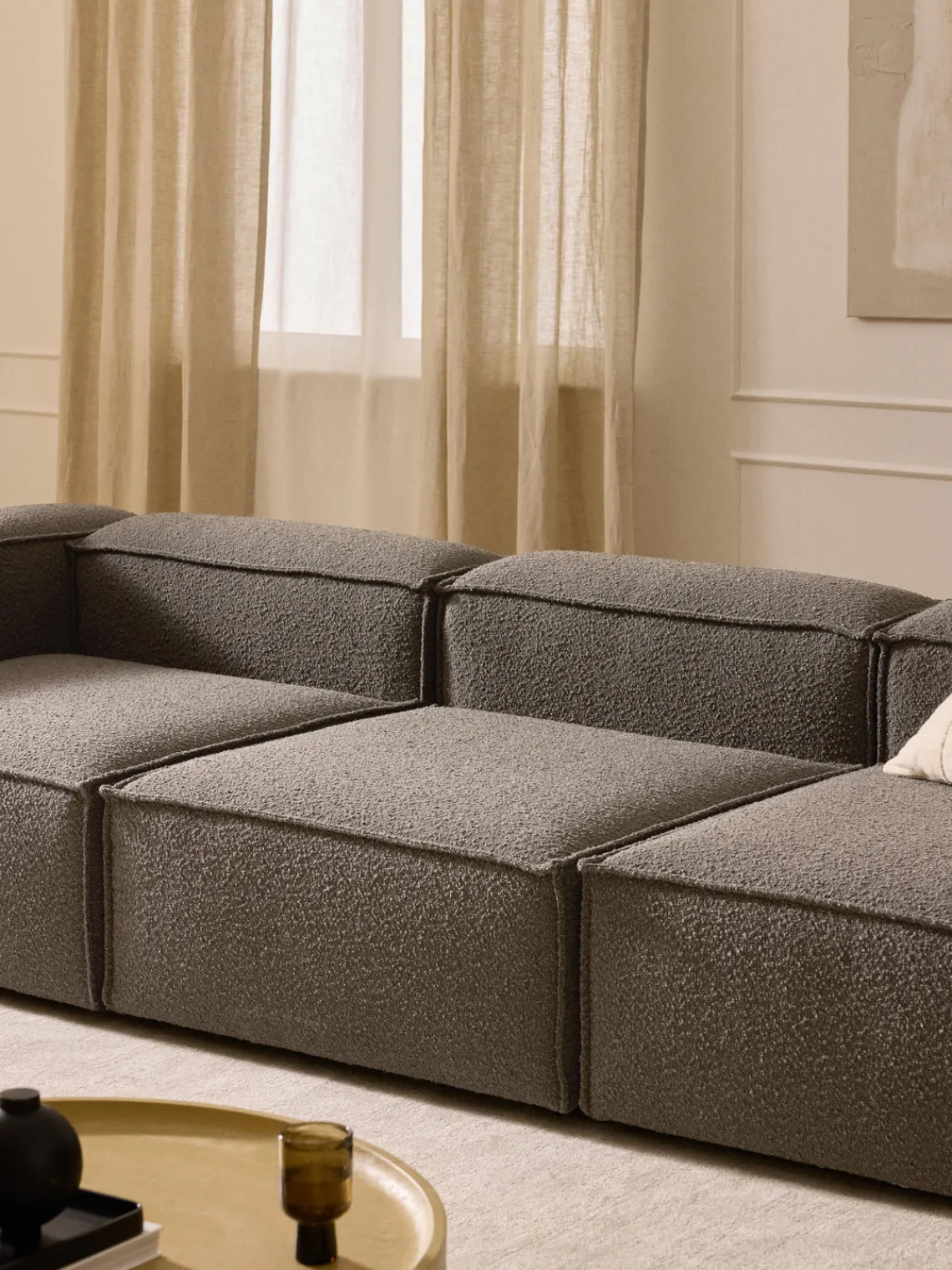 Westwing Collection Módulo central en tejido bouclé Lennon