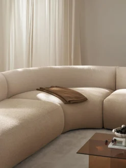 Westwing Collection Módulo de esquina redondo en tejido bouclé Sofia