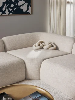 Westwing Collection Módulo de esquina redondo en tejido bouclé Wolke