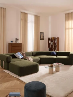 Westwing Collection Módulo de esquina redondo en tejido bouclé Anton