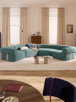 Westwing Collection Módulo de esquina redondo en tejido bouclé Anton