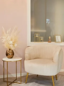 Westwing Collection Mesa auxiliar de mármol redonda Alys