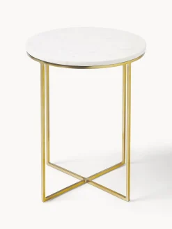 Westwing Collection Mesa auxiliar de mármol redonda Alys