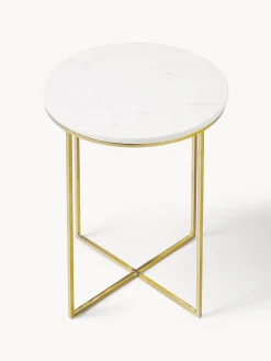 Westwing Collection Mesa auxiliar de mármol redonda Alys