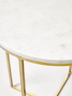 Westwing Collection Mesa auxiliar de mármol redonda Alys